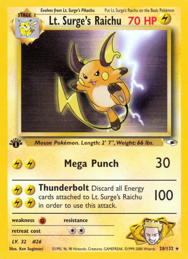 Lt. Surge's Raichu 28 — Gym Heroes