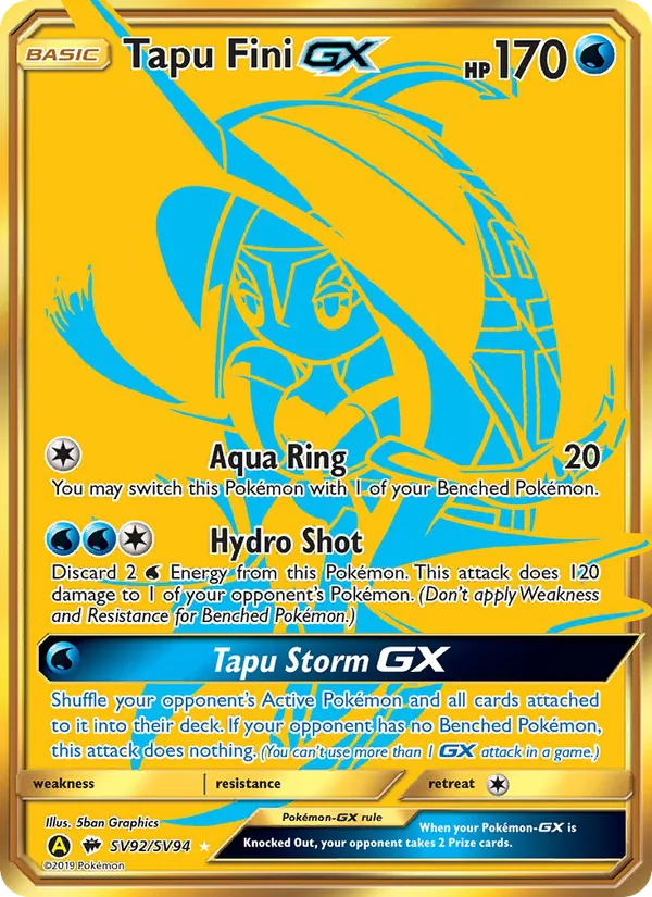 Tapu Fini-GX SV92 — Hidden Fates - Shiny Vault