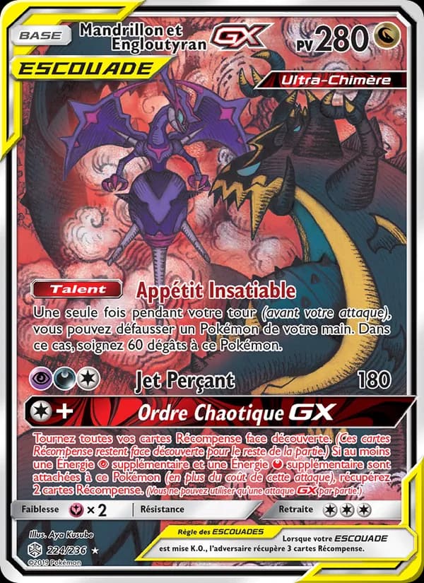Mandrillon et Engloutyran GX 224 — Éclipse Cosmique