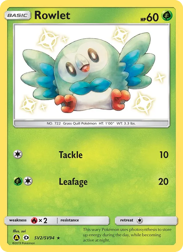 Rowlet SV2 — Hidden Fates - Shiny Vault