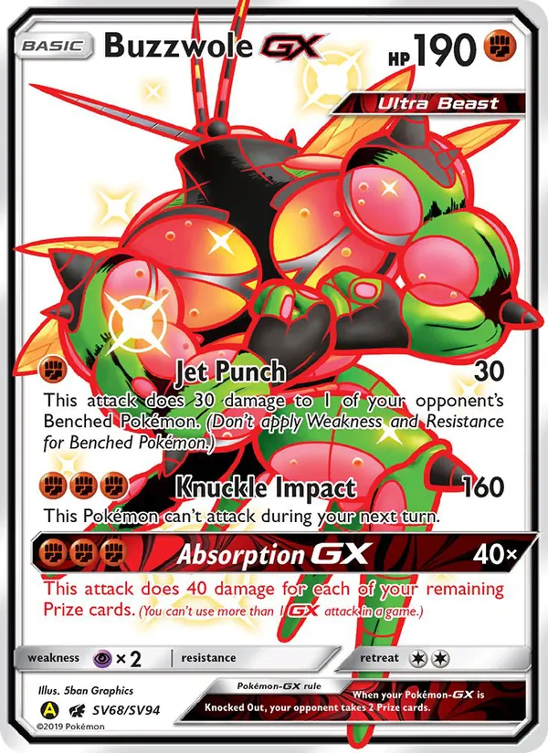 Buzzwole-GX SV68 — Hidden Fates - Shiny Vault