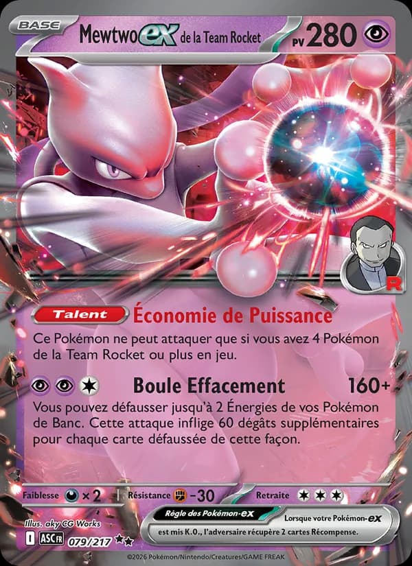 Mewtwo-ex de la Team Rocket 079 — Héros Transcendants
