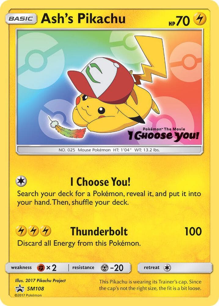 Pikachu de Sacha SM108 — Promo SM